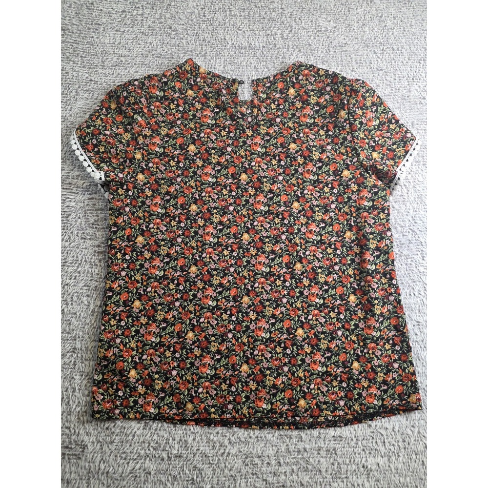 Emery Rose SMALL Black Floral top Boho Trendy